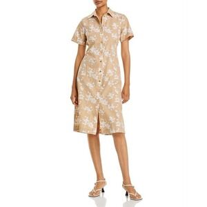 Michael Kors Khaki‎ Floral Print Shirt Dress Button Front Midi Size S NWT $155